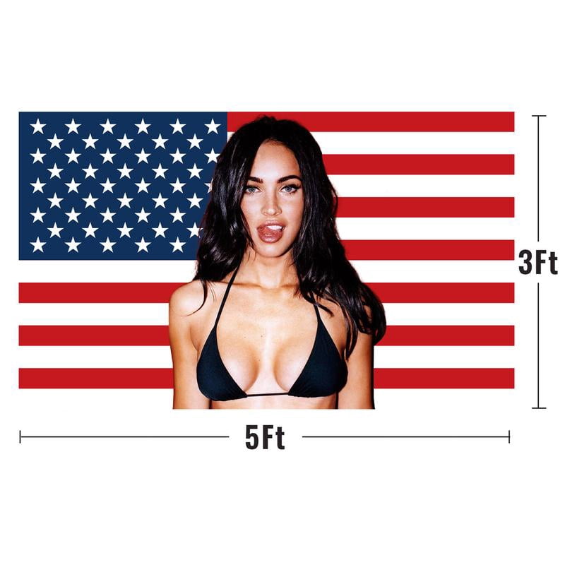 Megan Fox AmericanFlag With Four Brass Grommets Funny Flag Decoration Megan Fox Merch for College Bedroom Room Dorm Wall Party Poster Tapestry