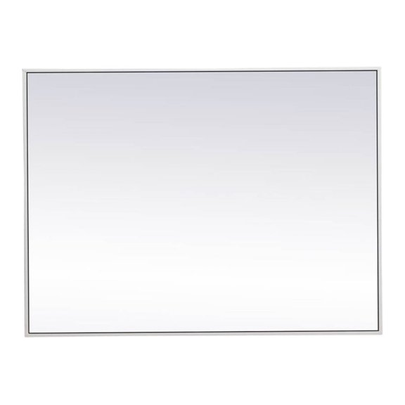 Home Decorative Modern Metal Frame Rectangle Mirror 27" X 36" In White