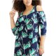 thumbnail image 1 of NY Collection Vestido alto y bajo con hombros descubiertos para mujer, Azul, 3X, 1 of 1