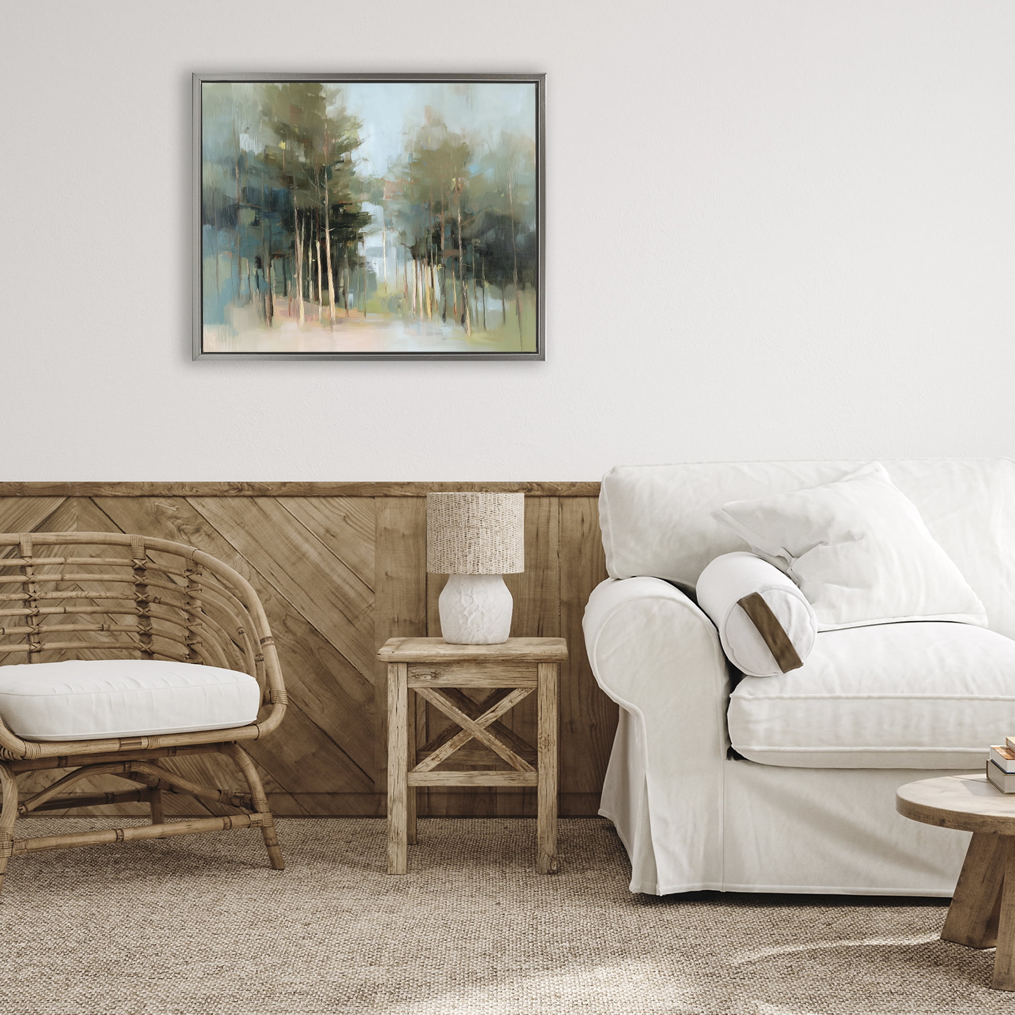 Stupell Industries The Grove Impressionist Forest Gray Framed Floater Canvas Wall Art, design by Kim Curinga