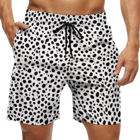Men's Swim Trunks Quick Dry Bathing Suit Swimming Board Shorts Mesh Lining Beach Swimwear Black And White Dalmatian