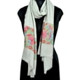 thumbnail image 3 of Macaroon Cream White Woollen Scarves for Women with Simple Chic Floral Prints Accessory for Fall/Winter, 3 of 4