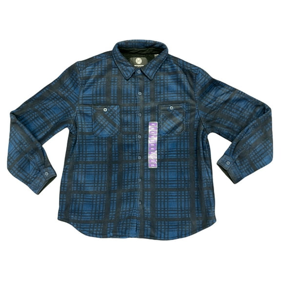 WP Weatherproof Men's Soft & Warm Polar Fleece Button Up Shirt Jacket (Indigo, XL)