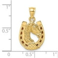 thumbnail image 3 of FB Jewels 14K Yellow Gold Horse Head In Horseshoe with Stained Glass Brown Accents Pendant, 3 of 4