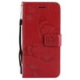 thumbnail image 2 of iPhone 7/ 8 Wallet case,  Pretty Retro Embossed Butterfly Flower Design PU Leather Book Style Wallet Flip Case Cover for Apple iPhone 7 and iPhone 8, Red, 2 of 10