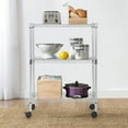 thumbnail image 3 of YRLLENSDAN 3 Tier Metal Shelving Units for Home, 450 lbs Capacity Storage Shelves for Kitchen 23" L x 13" W x 32" H Heavy Duty Wire Shelving Rack Garage with Wheels for Pantry Closet Laundry, 3 of 7