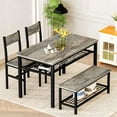 thumbnail image 2 of AWQM 4 Pieces Kitchen Table Set, Industrial Dining Table with 2 Chairs and Bench, Storage Racks, Space-Saving Table Set for Small Space, Apartment, Living-Room, Restaurant, Grey, 2 of 6