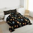 thumbnail image 3 of Manfei Cute Dinosaur Astronaut Queen Comforter Set,Cartoon Rocket Planet Bedding Sets,Kawaii Stars Print Bedding Comforter Set For Boy,Ultra Soft Home Decor Reversible,3-Piece, 3 of 8