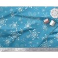thumbnail image 3 of Soimoi Blue polyester Crepe Fabric Snow Flakes Floral Printed Craft Fabric by the Yard 52 Inch Wide, 3 of 5