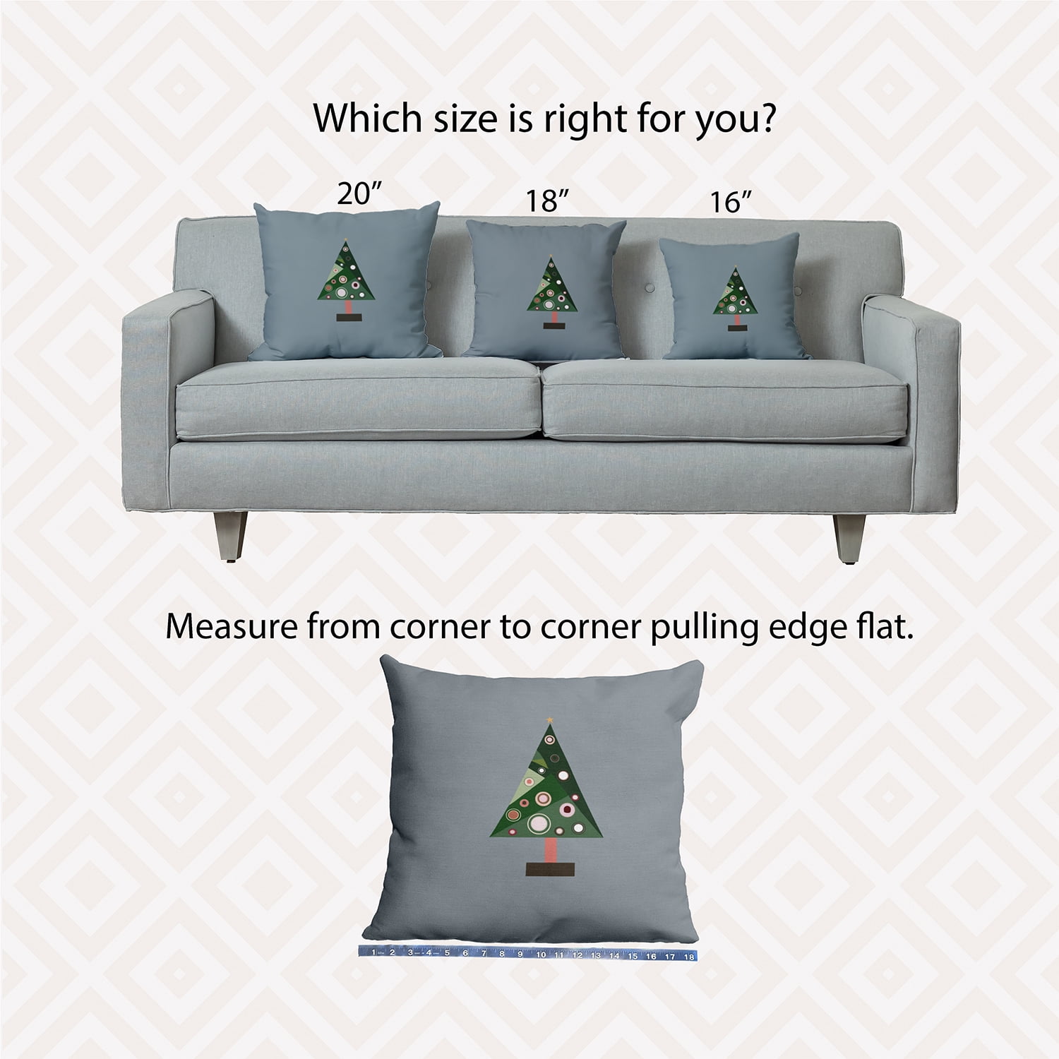 20" x 20" Simply Daisy Crazy Christmas Polyester Indoor/Outdoor Pillow, Mid Grey (1 Count)