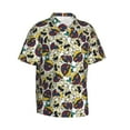 thumbnail image 3 of Xecao Happy Skeleton print Hawaiian shirt - a stylish short-sleeve button-down for men, perfect for casual beach and tropical outings., 3 of 9