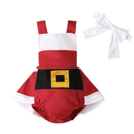 

Newborn Baby Girl Christmas Romper Sequins Dress Christmas Outfit Dress+Headband Party Jumpsuit for Infant Girls