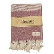 Bersuse 100% Cotton Hierapolis XL Blanket Turkish Towel, 60X95 Inches, Burgundy