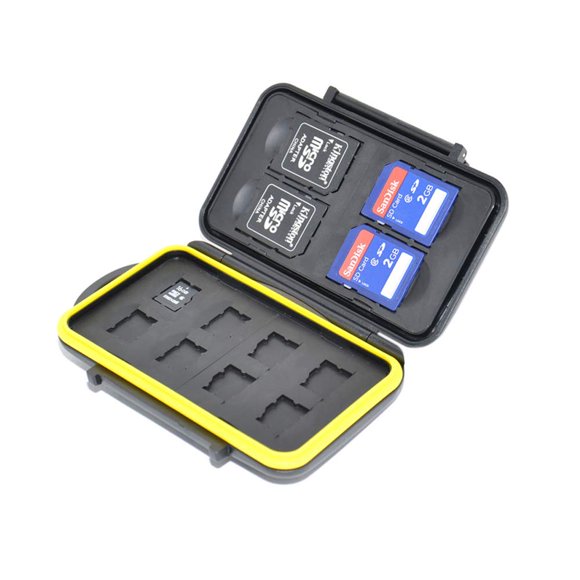 JJC MC-SDMSD12 Rubber Sealed Water Resistant Memory Card Case fits for 4 SD Cards and 8 Micro SD Cards
