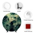 thumbnail image 4 of Wukai Eyes Watching In The Dark Print Decorative Plate for Display,Bone China Decorative Plate, Ceramic Dinner Plate with Stand, Vertical Ceramic Plate-8in, 4 of 6