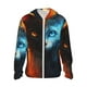 thumbnail image 1 of Fotbe Red And Blue Fire Cat Chaqueta con Protección Solar UPF 50+ para Hombre y Mujer, Camisa con Capucha y Bolsillos-X-Large, 1 of 7