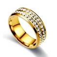thumbnail image 4 of Anillo de acero de titanio con doble fila de diamantes, anillo de acero inoxidable de moda para parejas, joyería para mujer, 4 of 6