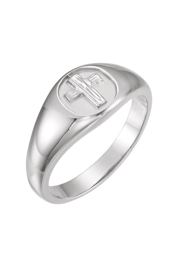 925 Stamped Sterling Silver The Rugged Cross Chastity Ring Size 9