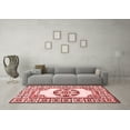thumbnail image 3 of Ahgly Company Machine Washable Indoor Round Oriental Red Modern Area Rugs, 4' Round, 3 of 4