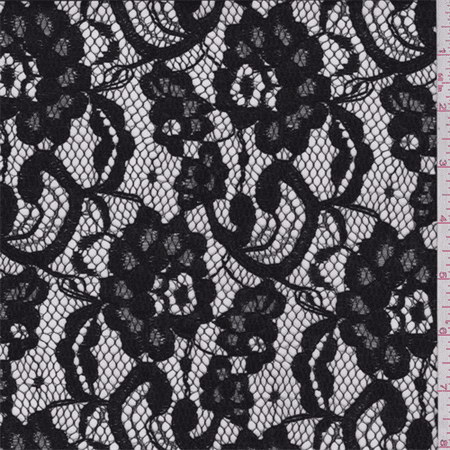 Jet Black Floral Lace, Fabric By the Yard - Walmart.com