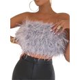 thumbnail image 1 of Women Feather Vest Sleeveless Solid Color Strapless Fluffy Backless Slim Fit Tube Tops, 1 of 5