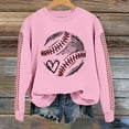 thumbnail image 2 of frariair Baseball Print Women Pullover Crew Neck Casual Top Long Sleeve Loose Fit Fleece Hoodie Streetwear Style Pink S, 2 of 4