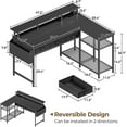 L Shaped Desk with Storage Drawers 47 inch Gaming Desk with Shelves