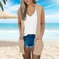 thumbnail image 2 of Women's V Neck Sleeveless Duster Cardigan Airy Loose Fit Summer Cover Up with Pockets Casual Lightweight Outwear, 2 of 7