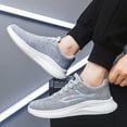 thumbnail image 3 of Lightweight Slip On Sneakers for Men Casual Breathable Lace Up Running Shoes Non Slip Work Shoes with Arch Support Gray 9.5, 3 of 7