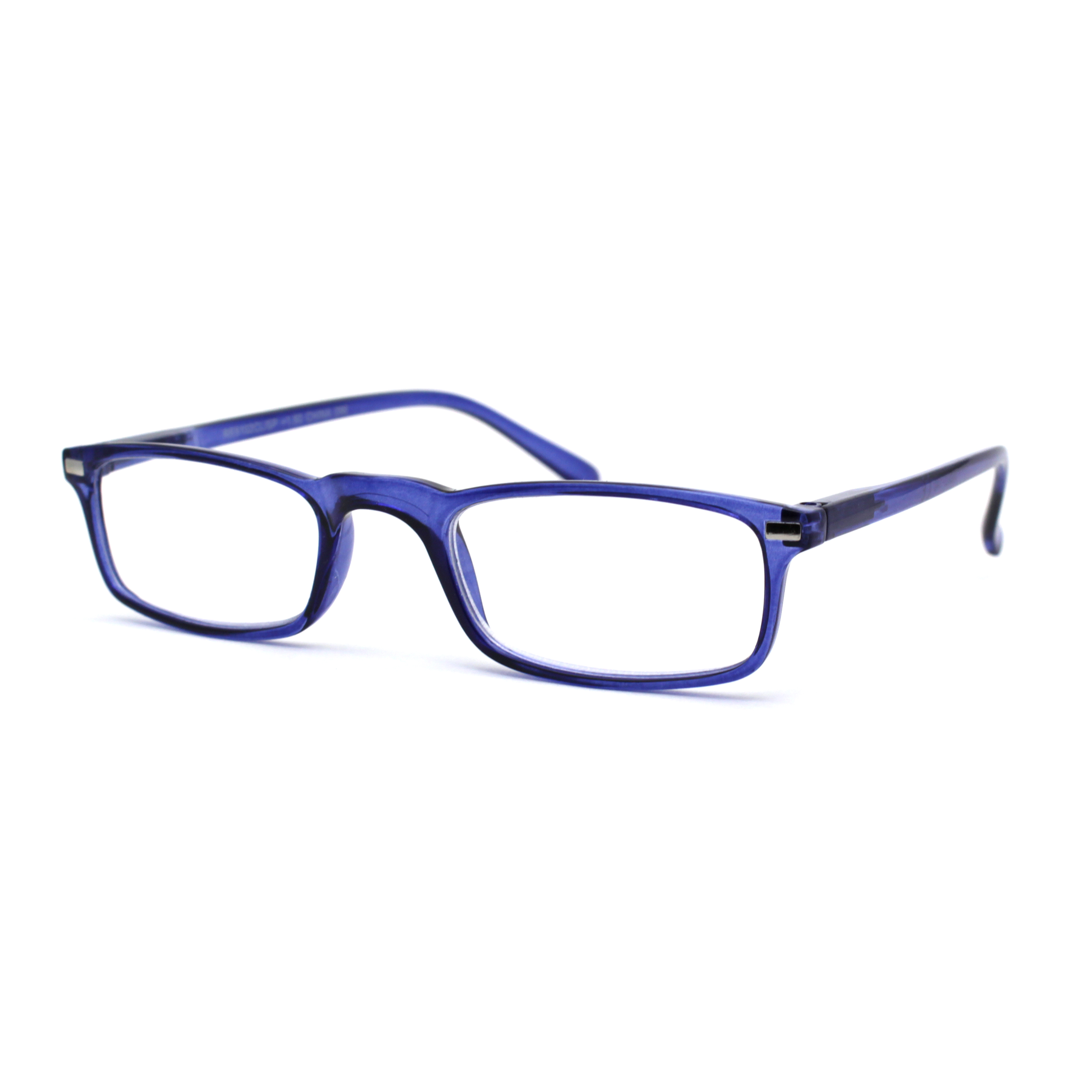 Mens Spring Hinge 90s Narrow Rectangle Plastic Powered Reading Glasses