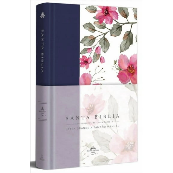 Biblia RVR 1960 letra grande. Tapa dura tela azul púrpura con flores tamaño manual / Bible RVR 1960 Handy Size Hardcover Cloth with Purple Blue Flowers