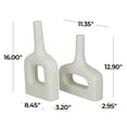 thumbnail image 3 of CosmoLiving by Cosmopolitan 16", 13"H Rounded Cutout White Ceramic Vase with Glossy Speckled Texture, Set of 2, 3 of 11