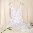 thumbnail image 2 of Women Lingerie Satin Lace Chemise Nightgown Sexy Full Slips Sleepwear Sexy Suspenders V-neck Solid Color Nightdress, 2 of 7