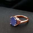 thumbnail image 4 of Gem Stone King 4.48 Ct Oval Blue Lapis Red Garnet 18K Rose Gold Plated Silver Ring (Size 8), 4 of 4