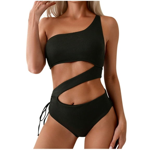 Youyipin One Piece Swimsuit Women Cutout One Shoulder Tummy Control Island Goddess Bathing Suit For Women