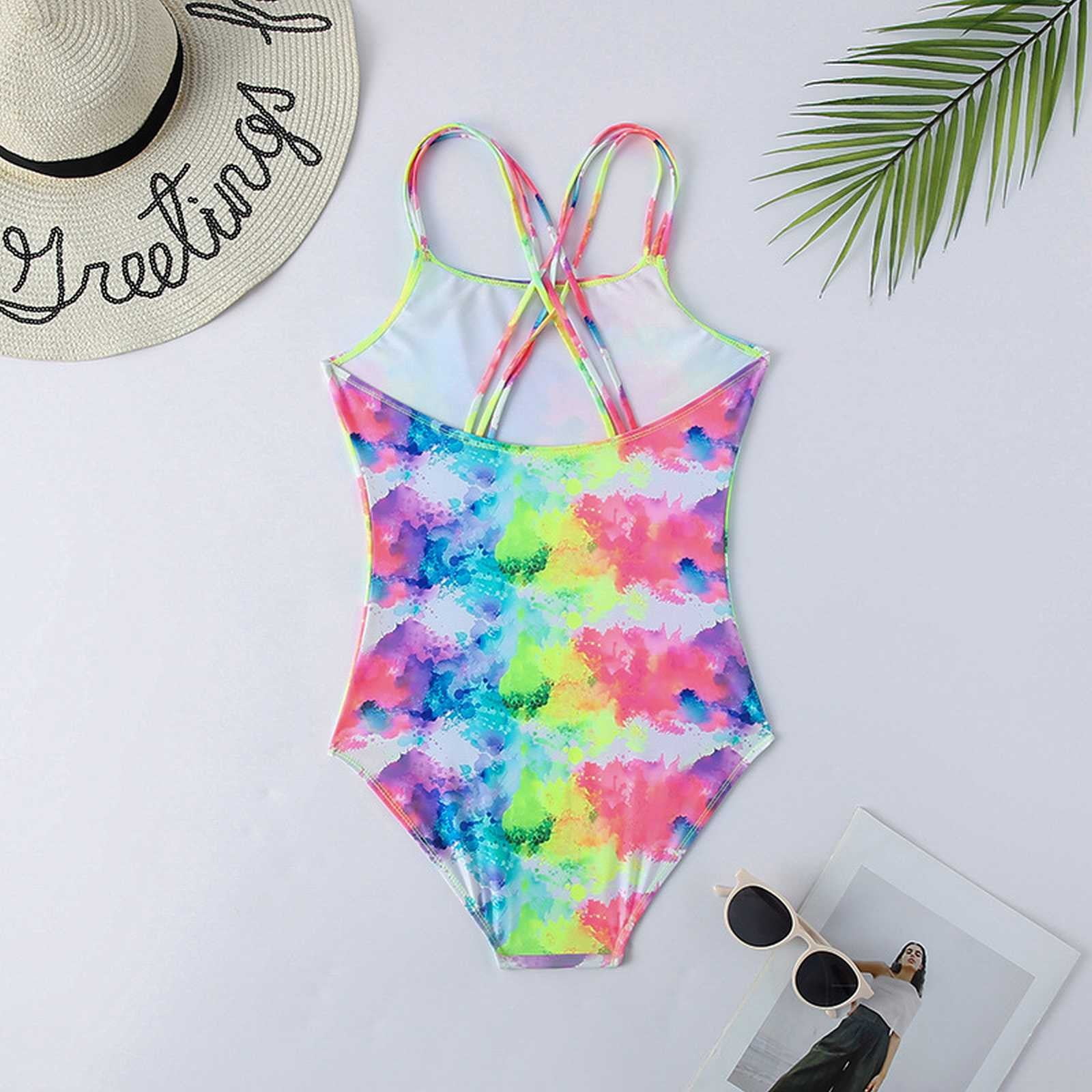 B91xZ Girls One Piece Swimsuit One Piece Rash Guard Girls Bathing Suit Yellow 9 10 Years Walmart