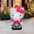 thumbnail image 3 of Lumière de Noël Airblown Hello Kitty en robe rose tenant une couronne Sanrio 31,8897 po x 29,5275 po x 53,9369 po x 3,043 lb, 3 of 6