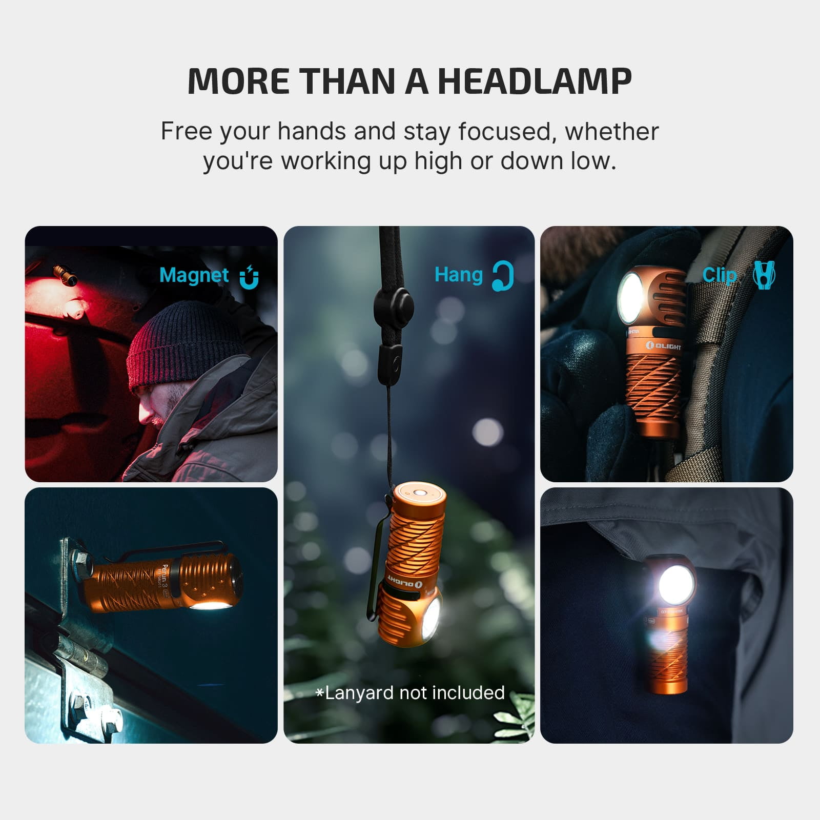 Perun 3 Mini Headlamp & Flashlight with Red and White Light（Orange）