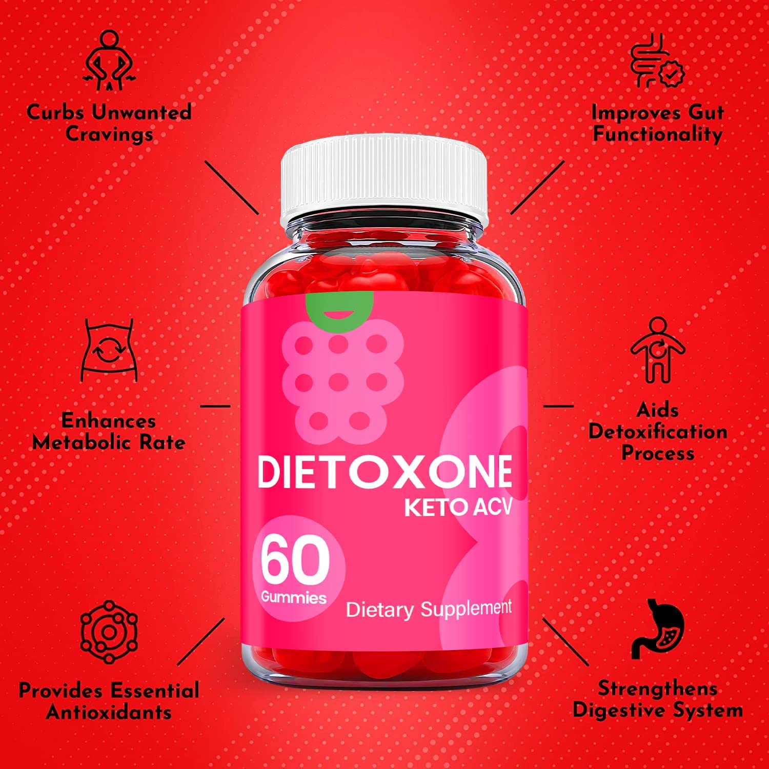 (2 Pack) Dietoxone Keto ACV Gummies - Supplement for Weight Loss - Energy & Focus Boosting Dietary Supplements for Weight Management & Metabolism - Fat Burn - 120 Gummies