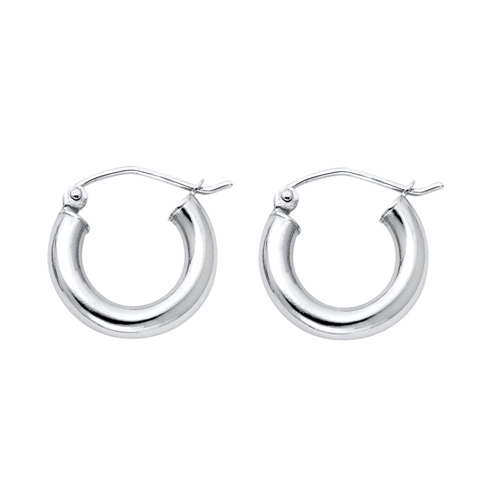 FB Jewels Solid Stainless Steel 35mm Hollow Hoop Earrings