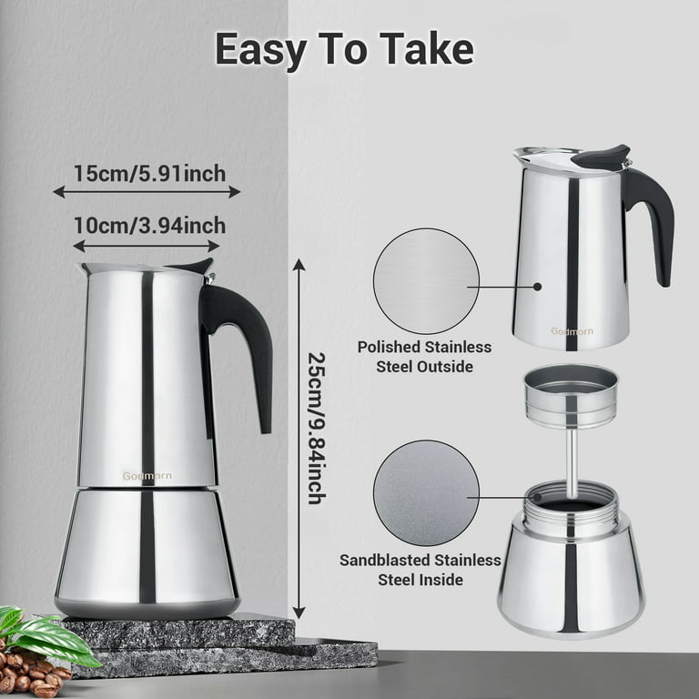 Stainless Steel Stovetop Moka Pot Espresso Maker Percolator 12 Cup