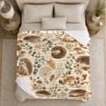 thumbnail image 5 of Woodland Hedgehog Botanical Forest Art Autumn, Rustic Botanical Portrait, Warm Flannel Blanket for Cabin and Lodge, Garden Lovers Thanksgiving Gift, Rustic Home Decor, 5 of 9