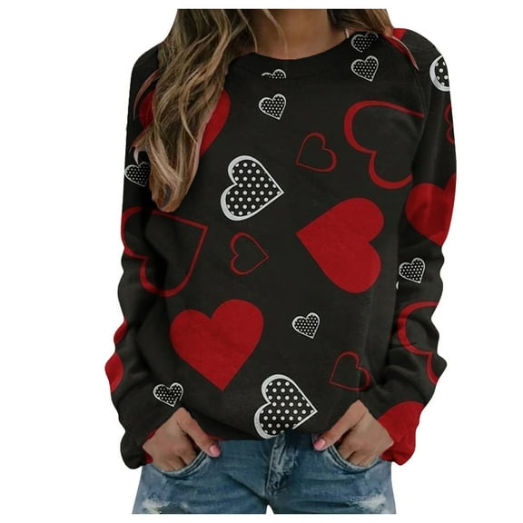 Brilliant 4th of July Tops for Women Valentine's Day Women's Casual Printed Thin Sweater Long Sleeve Round Neck Shirt/shirt Womens Summer Tops 2024 Clothes under $5.00