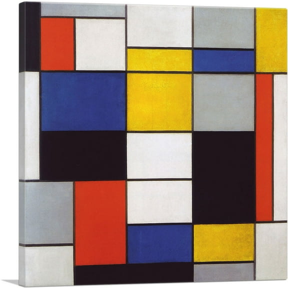 ARTCANVAS Composition A 1920 Canvas Art Print by Piet Mondrian - Size: 18" x 18" (0.75" Deep)