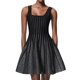 thumbnail image 1 of Vestido formal, elegante minivestido negro con volantes y tiras de Tsukko, 1 of 5