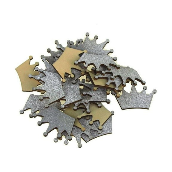 Royal Crown Glitter Wood Favors, 1-1/2-Inch, Silver, 25-Piece