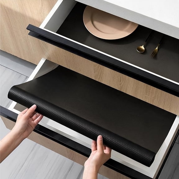 Jademall 17.7" x 16.4 ft EVA Drawer Liner, Non‑Adhesive Thick Shelf Mat, Waterproof Oil‑Proof Non‑Slip Pad for Kitchen Cabinets, Shoe Racks & Closets - Black