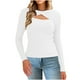 thumbnail image 5 of Camisas de manga larga,Blusa informal de cuello redondo de punto calado para mujer, manga larga, poliéster, tejido suave y ligero, ideal para el hogar, sopatenor, 5 of 9