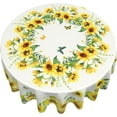 thumbnail image 3 of Sunflower Tablecloth Round Summer Yellow Farmhouse Floral Table Cloths Circular Table Cover Waterproof and Dustproof Wipeable Polyester Tabletop for Dining Kitchen Picnic Party Decor 60 Inch, 3 of 7