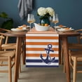 thumbnail image 2 of Anchor Orange Table Runner - 70 Inch Long, Kitchen Dining Table Runner Dresser Scarves, Modern Navy Blue White Striped Nautical Farmhouse Decor for Coffee Tables Wedding Party Banquet, 2 of 8